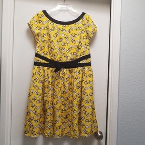 Fit and flare yellow dress